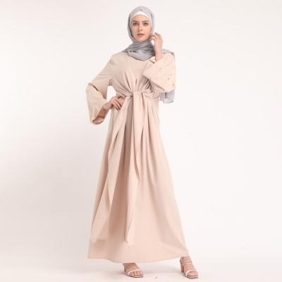 China 2021 Islamic Abaya Wrap Dress Abaya New Middle East Women Open Solid Color Maxi Kimino Abaya Dress Women Long Sleeves for sale