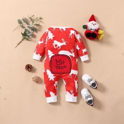 China Cotton Breathable Chic Baby Clothes Baby Pajamas Christmas Crawling Outfit Rompers One Piece Set Unisex Long SleeveJumpsuit Solid Jumpsuit for sale