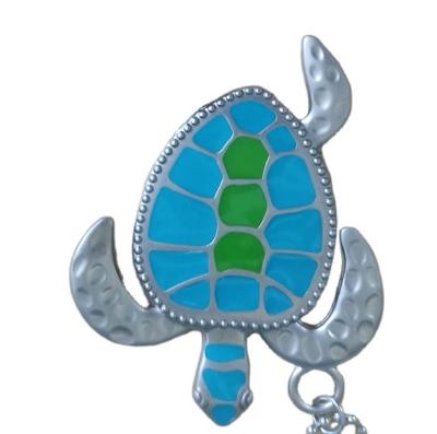 China 3D Design CLASSIC Cute Turtle Logo Metal Bracelet Custom Name Tags Decorative Necklace Metal Pendant for sale