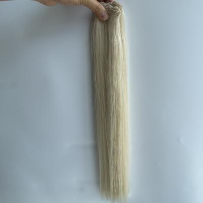 China Straight 100% Real Natural Remy Human Hair Hand Tied Extension Blonde Russian Hand Tied Weft Extentions for sale