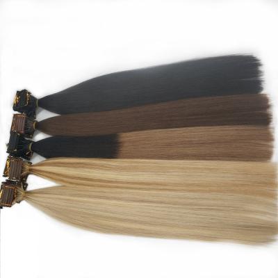 China Second Generation 6D Human Hair Extension 6D Hair Extension Invisible Curl Drawn Hair Silky Straight European Double Wave Hair for sale