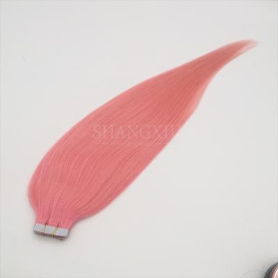 China Healthy Natural Virgin Hair Extensions Hair Luster In Top Tape In Prefashionable 100% Pink Color For Fashion Girls Good Quality In Stock for sale