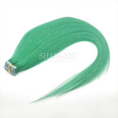 China Healthy Natural Virgin Hair Extensions Hair Luster In Top Tape In Prefashionable 100% Green Color For Fashion Girls Good Quality In Stock for sale