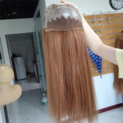 China Mono Regular Top Thin Skin Base Medical Human Wave Wigs With Straight Wave For Hair Loss Integration Wigs Lace Base for sale