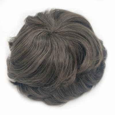 China 100% Virgin Human Hair #5 Brown Q6 Short Hair Toupee Mens Wig Hair System Handsome Hair Low Correction For Men for sale