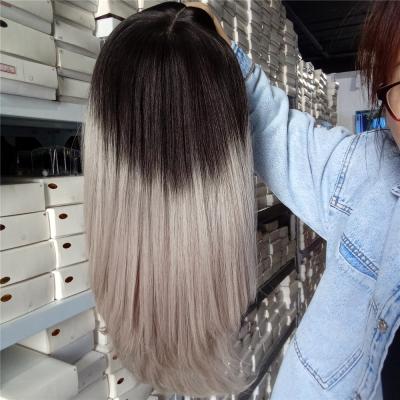 China Factory Wholesale Regular Jewish Silver Color Wigs Top Lace Wave Kosher Wigs For Jewish Girl Wedding for sale