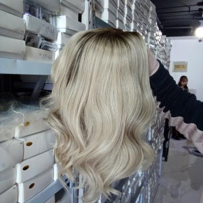 China Beautiful Regular Wave Blonde Color Women Wig For White Women Fashion Women Lace Up Wigs With 20 Inches Long for sale