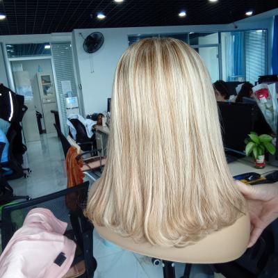 China Light Brown Silky Straight BOB Ombre Hair Balayage Color Hair Wigs Cuticled Aligned Hair Replacement For Women for sale