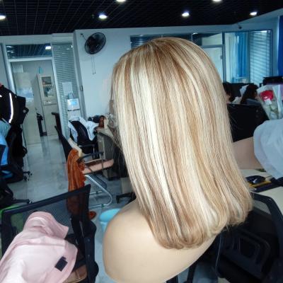 China Transparent Ombre Color Piano Wave Lace Front Wigs Ombre Color Hair Prosthesis Silky Straight Bob Wigs For Women for sale