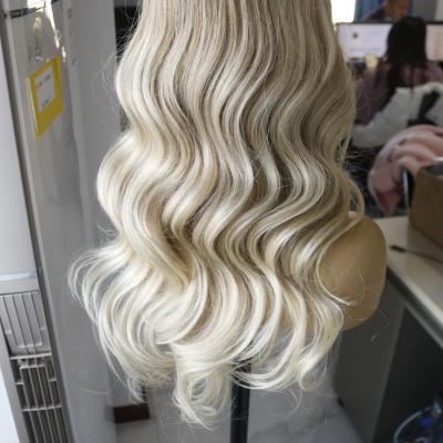 China Full Lace Wigs Wave Lace Top Lace Front Balayage Blonde European Human Hair Jewish Kosher Wigs Loose Wig Wholesale for sale