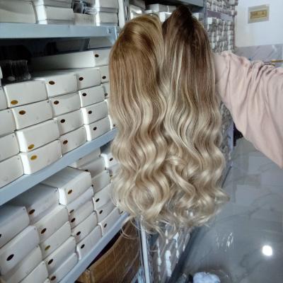 China Regular Wave Front Lace Wigs Highlight Blonde Wig Balayage Hair Wigs With Glueless for sale