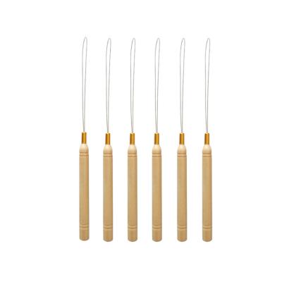 China Hair Extenisons Wooden Handle Hook Pulling Needle Hair Extension Beader for sale