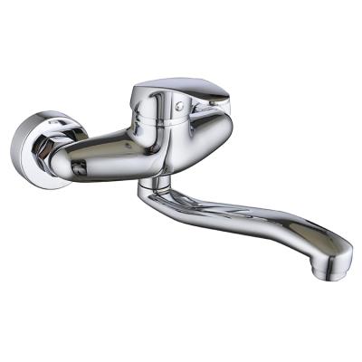 China Thermostatic Faucets Modern Wall Mount Brass Brush Tap Long Spout Arch One Hole European Kitchen Faucet for sale