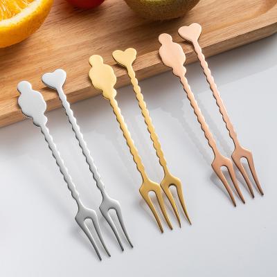 China Korean Disposable Laser Logo Dessert Fork Sets Stainless Steel 18/8 Style Mirror Polished Fruit Fork for sale