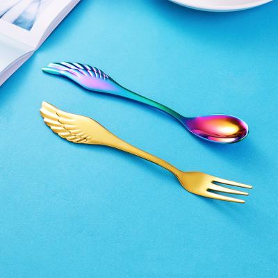 China 2021 Creative Eco-Friendly Disposable Kitchen Accessories Ideas New Product Fruit Salad Fork 304 Stainless Steel Baby Cutlery Party Forks for sale