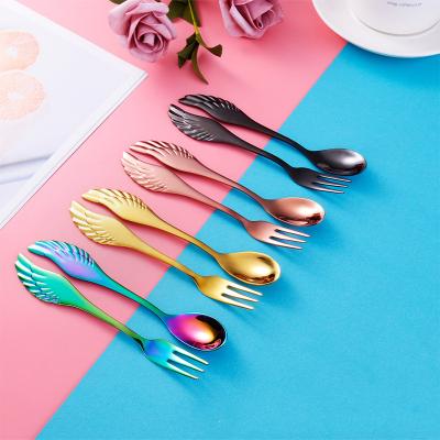 China Design Stainless Steel Two-prong Fruit Fork Disposable Cheap Snack Cake Dessert Forks / Flatware Salad Fork for sale