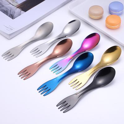 China Amazon 410 Metal Spoon Knife Fork Trinity Stainless Steel Reusable Tableware Disposable Eco-Friendly for sale