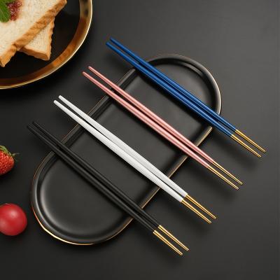 China Disposable Bulk Titanium Metal Chopsticks Custom Printed Logo Pairs Chopsticks Ressable Sushi Stainless Steel Chopsticks for sale