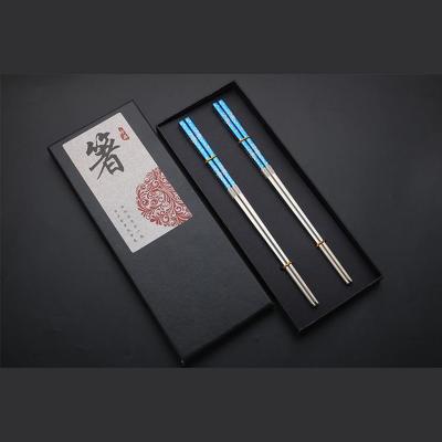 China Disposable homefelt metal stainless steel chopsticks 304 luxury reusable 23cm tableware set for sale