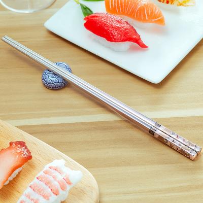 China 1 Pair Chopsticks Stainless Steel Metal Chinese Disposable Non-Slip Reusable Chopstick For Sushi Hashi Food Sticks Tableware Kitchen Tool for sale