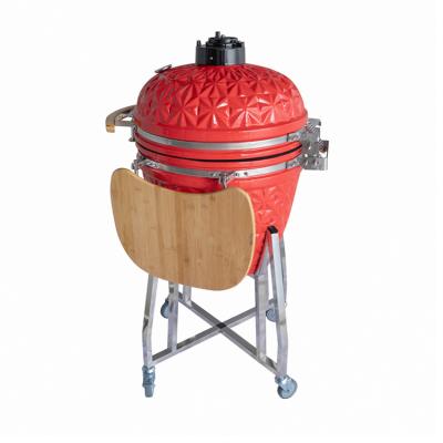 China Easily Assembled Red 22 Inch Outdoor Ceramic Garden BBQ Grill Flame Charcoal Perfect Grill for sale