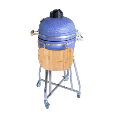 China Easily Assembled Affordable Outdoor and Indoor BBQ Grill Kamado 17.7 Inch Ceramic Charcoal Grill with Side Tables for sale