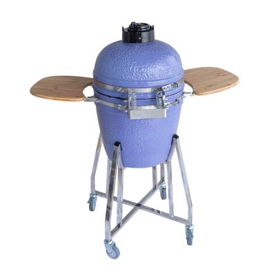 China Easily Assembled Kamado 17.7 inch Indoor & Outdoor Removable Ceramic Smoker Kamado Barbecue Grills Egg Shape Charcoal Grills for sale