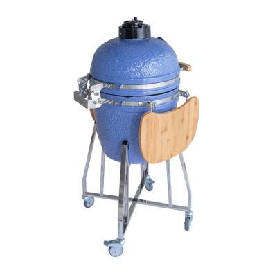 China Easily Assembled Outdoor Ceramic Grill Kamado 17.7 Inch Patio Grill Kamado Ceramic Charcoal Blue Egg Grill for sale