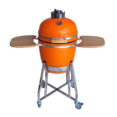 China 2021 Easy Assembled Kamado Ceramic Grill 17.7 Inch Egg Orange Barbecue Kamado Ceramic Grill for sale