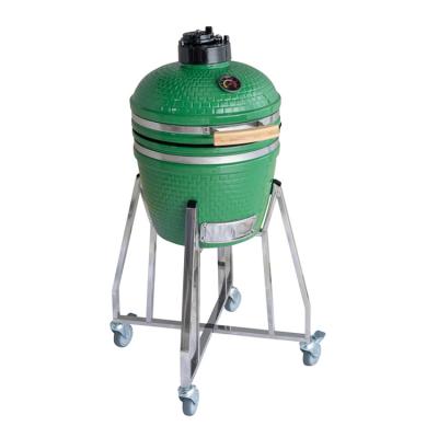 China New Style Easily Assembled 2021 Outdoor And Indoor Wholesale Sunlight 2021 Green Kamado Garden Charcoal Glazed Ceramic BBQ Grill With Removable for sale