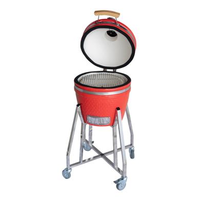 China Easily Assembled Hot Selling 16 Inch Red Ceramic Kamado With Removable Stand for sale