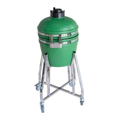 China Kamado 2021 Easily Assembled 16 Inch Classic Green Color Ceramic Small Size Egg Shaped Charcoal BBQ Grill Smoker for sale