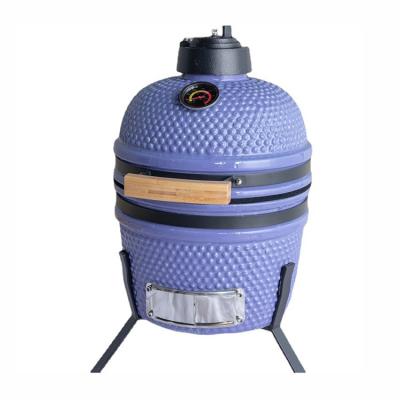 China 2021 New Sunlight Style Wholesale Outdoor 12.7inch Mini Tabletop Purple Kamado Glazed Portable Easily Assembled Portable Ceramic Grill With S for sale