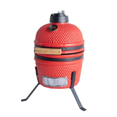 China 2021 New Wholesale Sunlight Style Outdoor Backyard 12.7inch Easily Assembled Mini Tabletop Red Kamado Glazed Portable Ceramic Barbecue Grill With Stand for sale