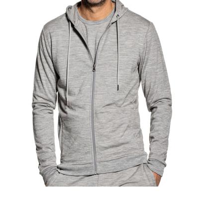 China Sustainable Mens Lightweight Relaxed Gray Terry Sweat Long Sleeve Hoodie for sale