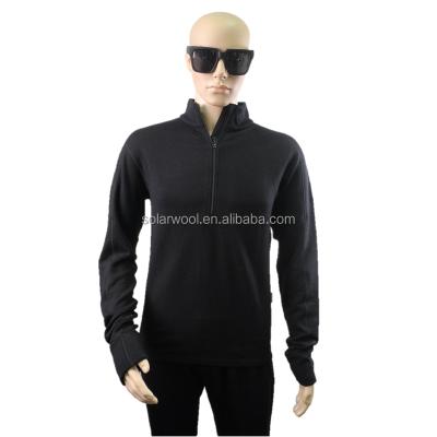 China Merion Wool 1/4 Zip Anti-Shrink Knitted Long Sleeve Mens Sports Top for sale