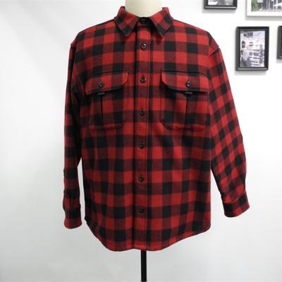 China Merino Wool Long Sleeve Anti-Pilling Casual Plaid Shirts for sale