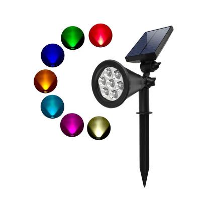 China High Quality Solar Adjustable Garden Spotlight RGB 4/7 LED Lawn Garden Lights for sale