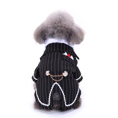 China Viable Elegant Bowtie Stripe Tuxedo Wedding Dog Dress Tailcoat Dog Suit Formal Dog Clothes Elegant for sale