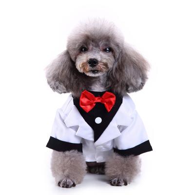 China Elegant Viable Tuxedo Dog Wedding Shirt With Red Bowtie Pet Clothes Dogs Formal Suit For Party for sale