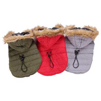 China Durable 3 Colors Blanket Dog Coat Winter Dog Clothes Warm With Fur Hat for sale