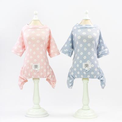 China Cozy Sustainable Pink and Blue Floral Dog Pajamas Dog Shirt Dog Clothes Pet Shirt for sale