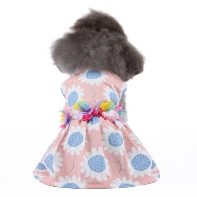 China Viable Sunflower Design Spring Pet Dress Dog Dress Made In China Luxury Brand Summer Clothes For Dog for sale