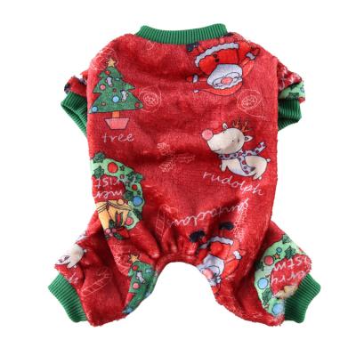 China Coral Fleece Soft Viable And Winter Warm Dog Clothes Cheap Christmas Pet Pajmas Wholesae Small Dog Pajamas for sale