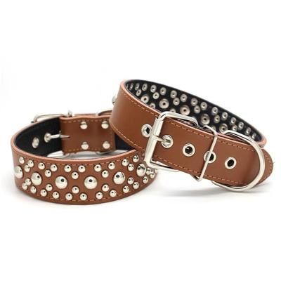 China Large DETACHED Hunting Dog Collar Durable Round Rivet Studded Customized Dog Collar Wholesale for sale