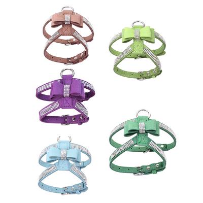 China DETACHED Rhinestones Dog Harness No Pull Bling Dog Harness Vest Glitter Bow Tie Harness for Small Medium Large Dogs for sale