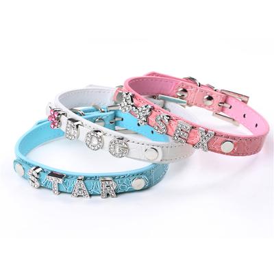 China Designer Luxury Rhinestones Dog DETACHED Collar Customized DIY Letter Dog Neck Collar For Pet Wholesale for sale