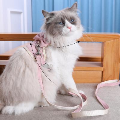 China Wholesale Factory Price Small Pet Bowtie Cat Harness Set Cat Waking Harness and Leash DETACHED Vest Harness for sale