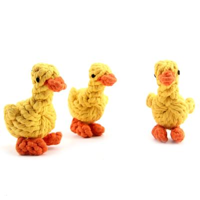 China Factory Price Cotton Rope Dog Sustainable Chew Toy Cute Yellow Duck Puppy Training Teething Cleaning Dog Durable Toy for sale