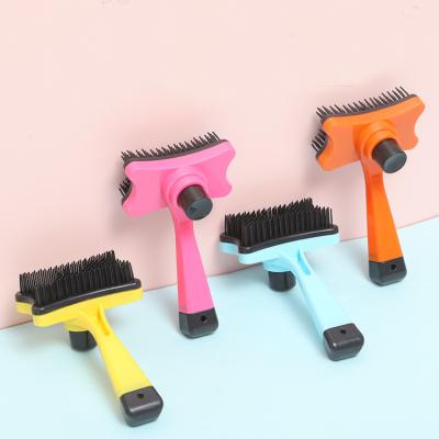 China Viable Silicone Self Cleaning Dog Hair Brush Pet Hair Remover Brush Massage Comb for Cat and Dog for sale